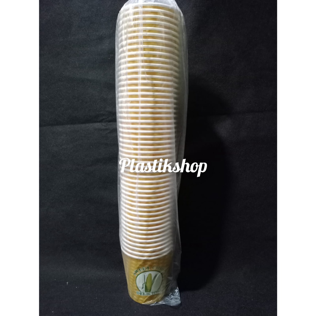gelas kertas motif jagung paper cup isi 50pcs