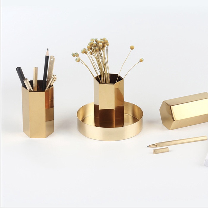 

Tempat Pen / Hias Bunga Serbaguna Hexagonal Gold Star Seller