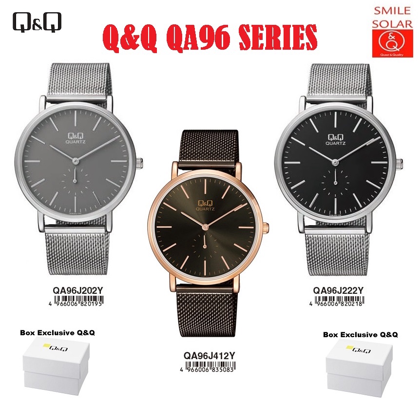 Jam Tangan Pria Casual Rantai Stainless Steel Analog Original Q&amp;Q QnQ QQ QA96 QA20 Series