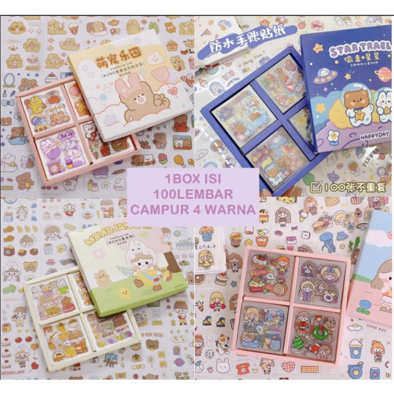 Jual BEAR STIKER 100 LEMBAR Momo Stiker Lucu Kartun Korea Sticker Motif