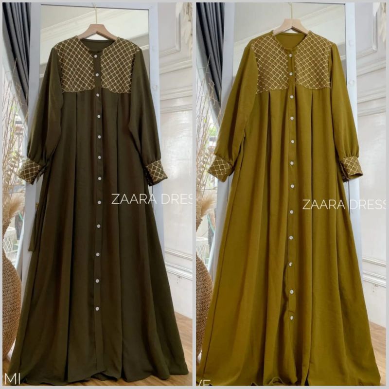 Dress Crinkel Mix Tule Premium/ Abaya Full Kancing
