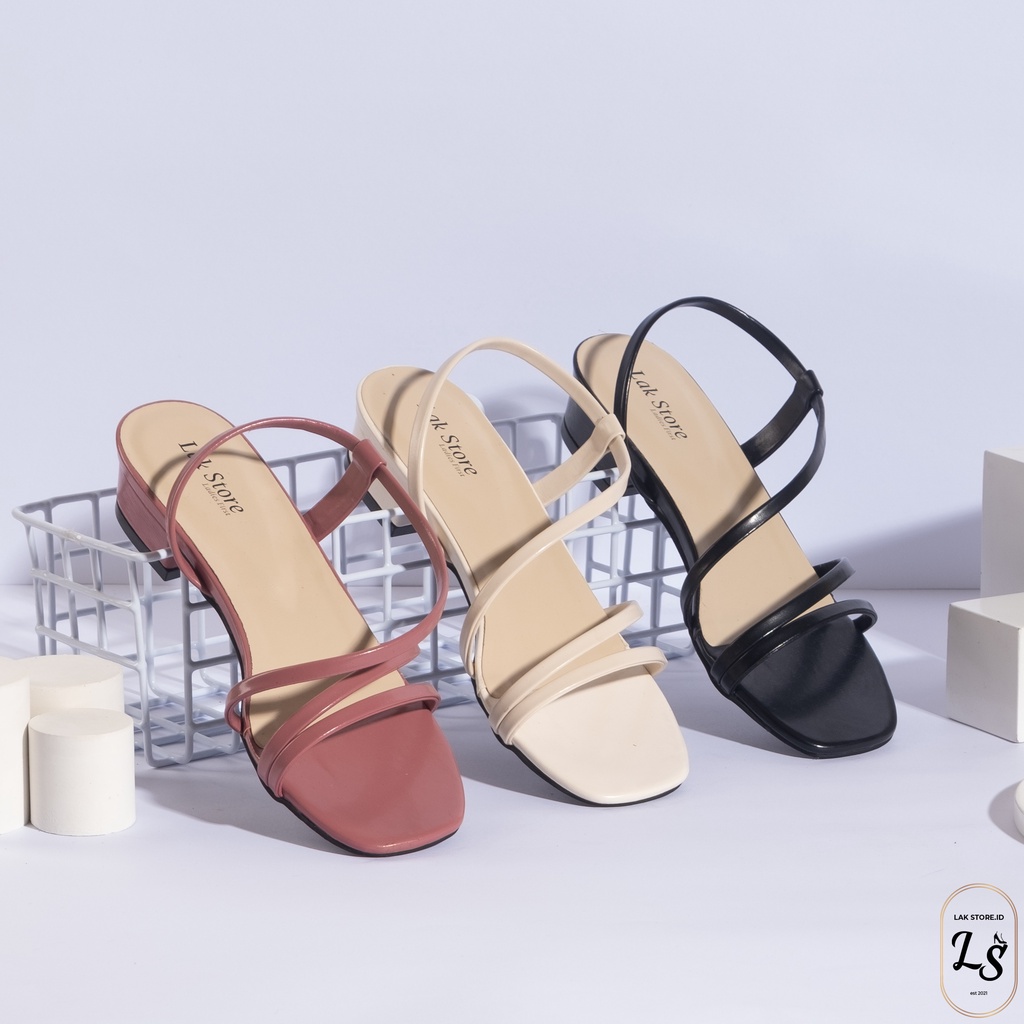 sandal heels wanita della / sandal hak 3cm/ sandal hak tahu / sandal wanita
