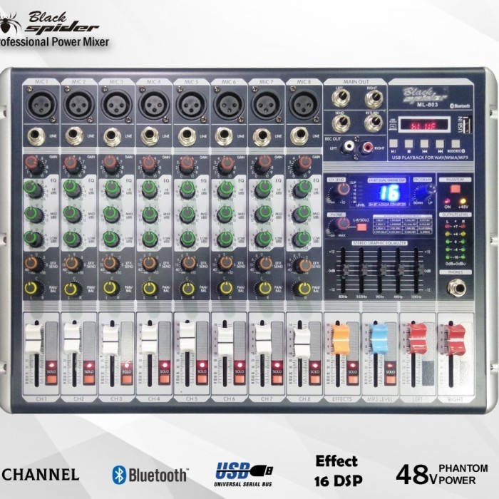 Power Mixer BlackSpider ML803 8channel Mixer ML 803 Bluetooth