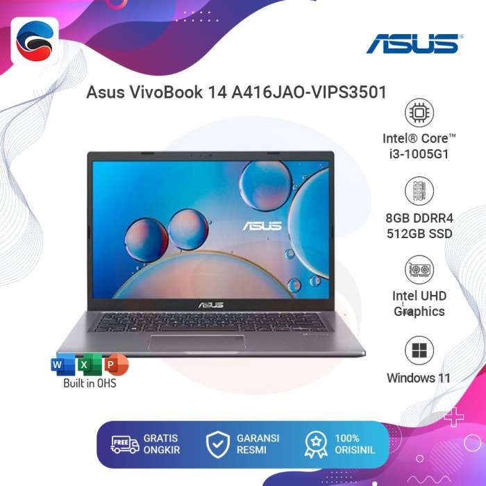 ASUS Laptop VivoBook 14 A416JAO VIPS3501 Intel Core i3 8GB 512GB Win 11