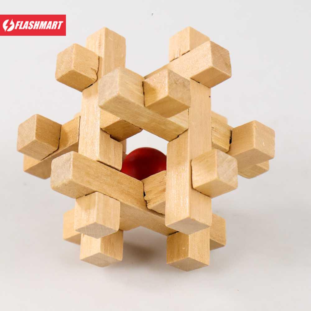 Flashmart Mainan 3D Wood Puzzle Tipe Take and Trapped Red Ball - OL3