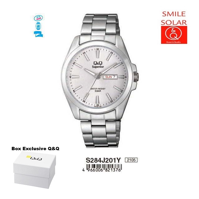 Jam Tangan Pria Casual Business Rantai Stainless Steel Tanggal Hari Analog Original Q&amp;Q QnQ QQ S284 QB86 Series