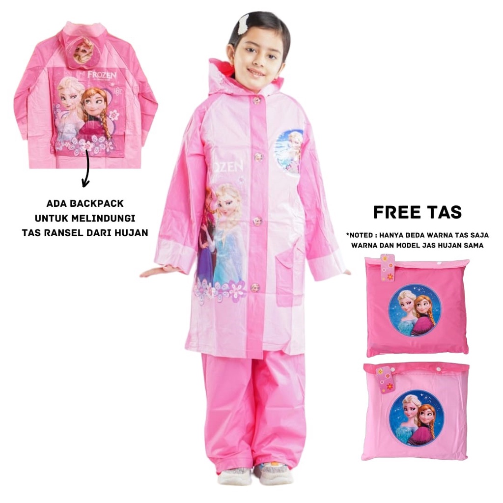 Jas Hujan Setelan Anak Perempuan Karakter Kartun Lucu
