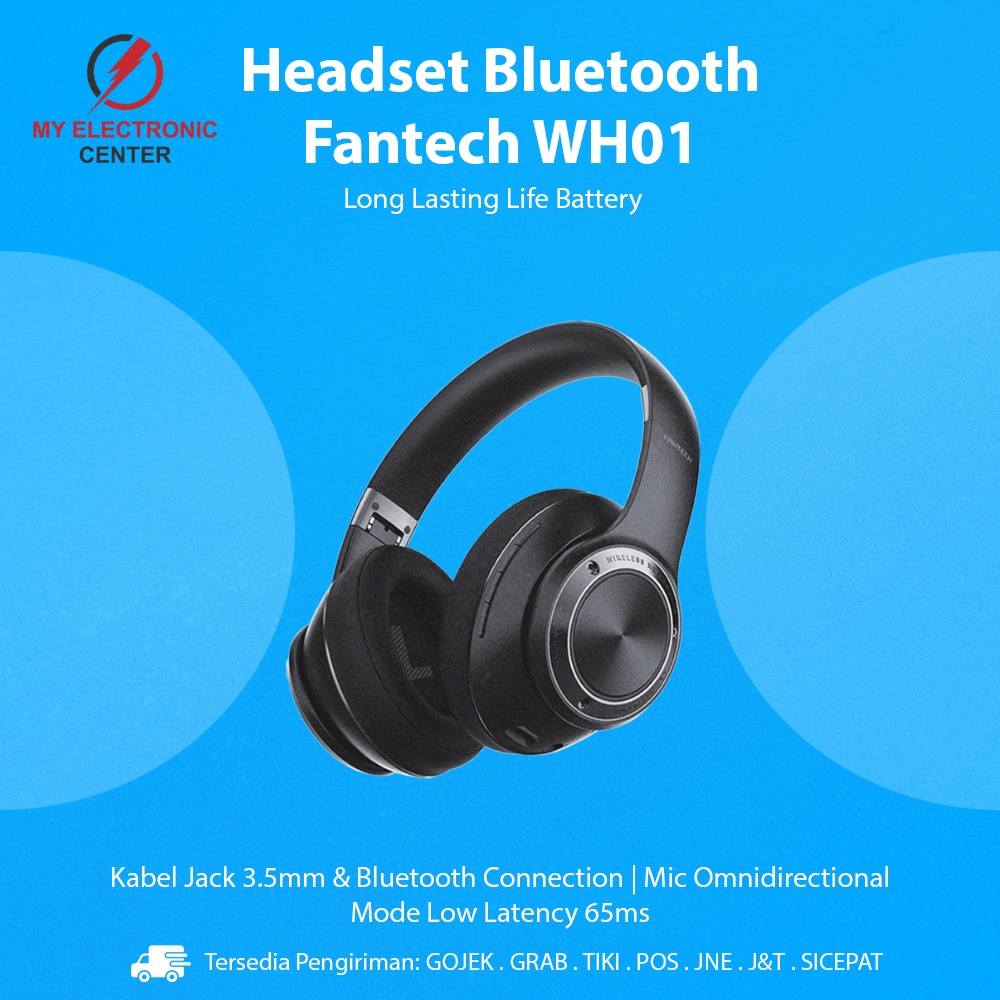 Headset Gaming Fantech WH01 Bluetooth Headphone Laptop Komputer PC HP