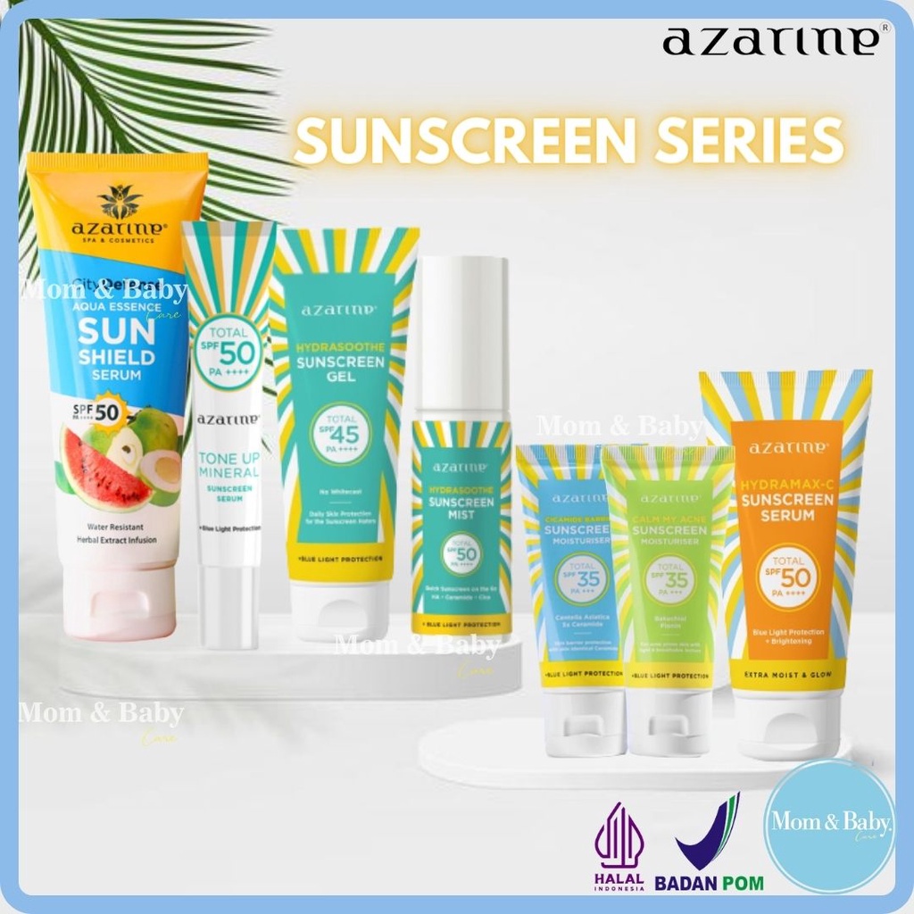 Azarine Hydrasoothe Sunscreen Mist / HydraMax-C Sunscreen Serum SPF 50 PA+++ / Sunscreen Moisturiser Sunscreen Original BPOM