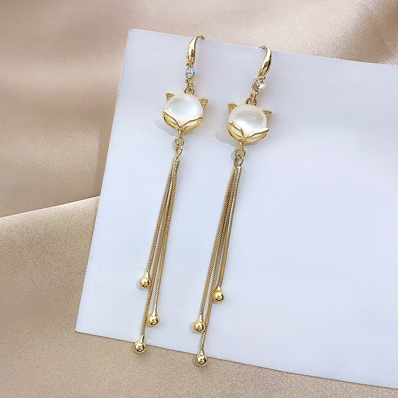 Anting panjang rubah warna gold 925