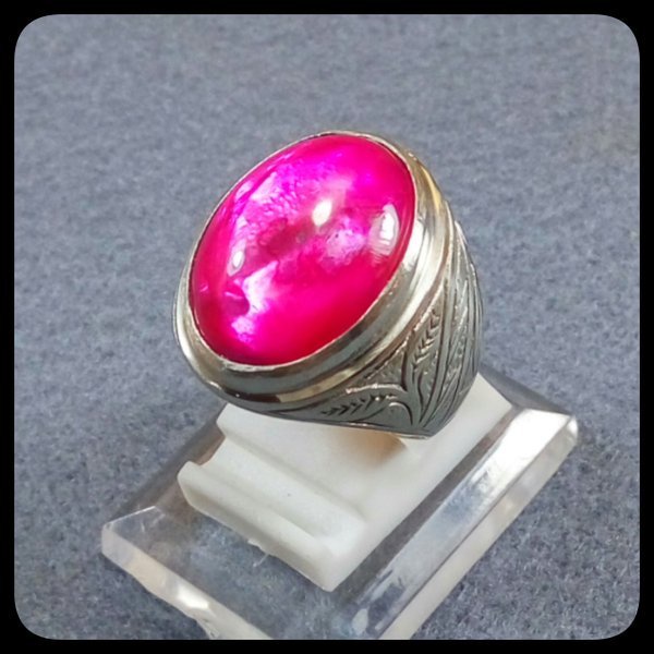 Batu Cincin FOSIL KERANG MUTIARA RED RUBY PGS1084
