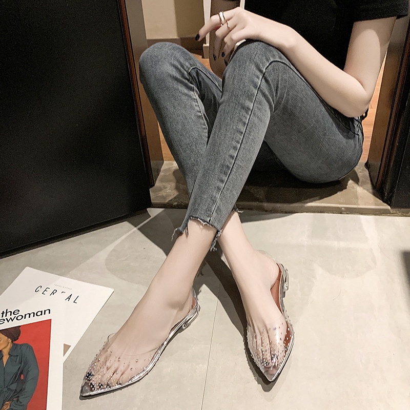 FD Sandal Heels Transparant 3cm Sendal Kaca Wanita Hels Pesta Kasual Terbaru HI-023