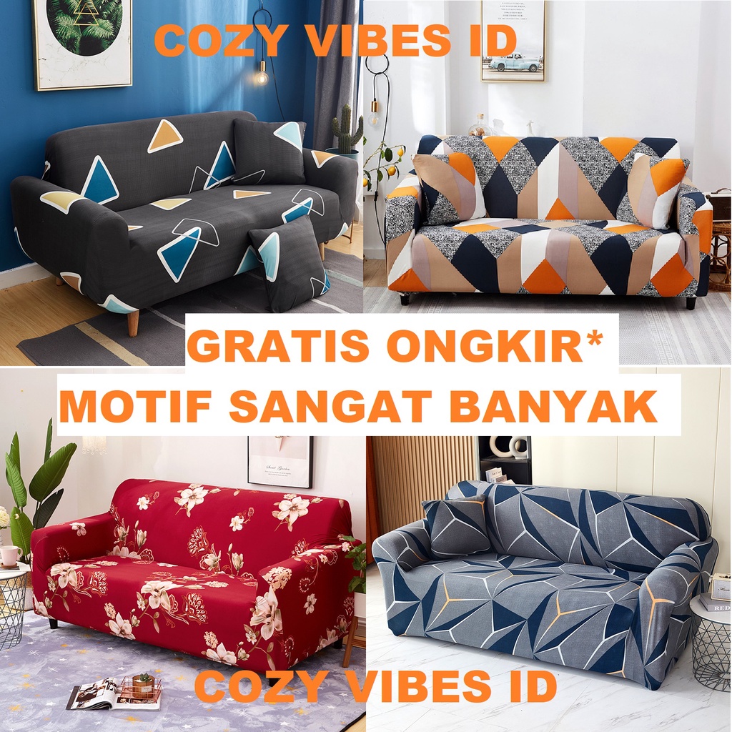 sarung sofa cover 1 seater 2 seater 3 seater s1 renew elastis elastic motif 1seater 2seater 3seater