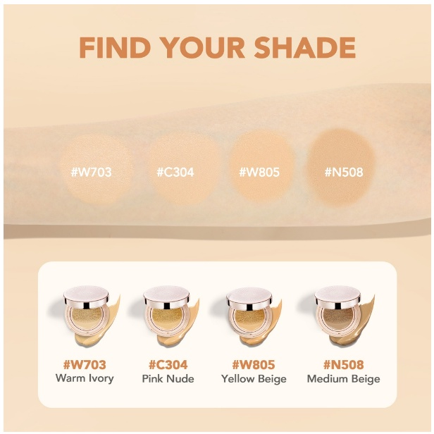 YOU Noutriwear+ Flawless Cushion Foundation | Nourishing | Poreless Full Coverage | SPF 40 &amp; PA+++ | Tahan Lama 16 Jam | Kosmetik