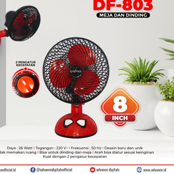 ➫ kipas angin advance df 801/df 802/df 803 meja dinding desk fan 8" inch swing ➺