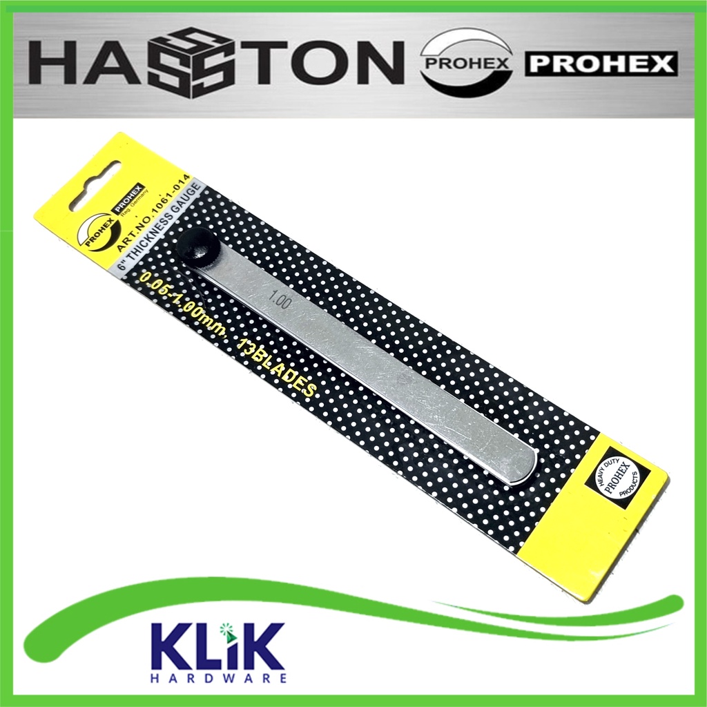 Hasston Prohex Stel Klep Fuller Blade 13 Pcs - Feeler Gauge 0.05 - 1.0 mm Panjang 15 cm