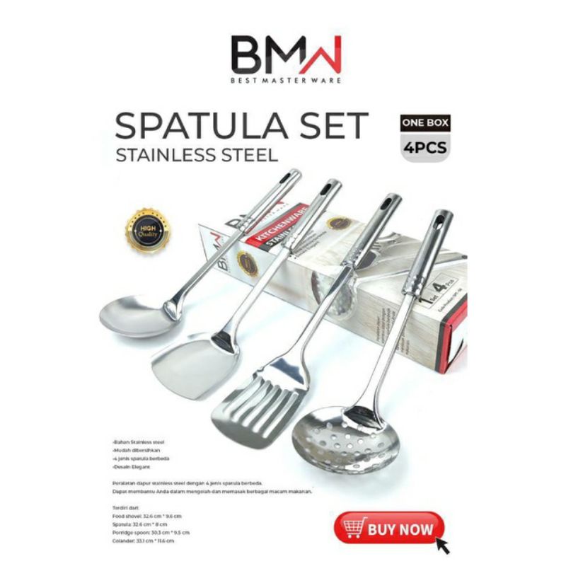 Spatula Stainless Set Isi 4pcs / Sodet / Sutil / BMW Stailes