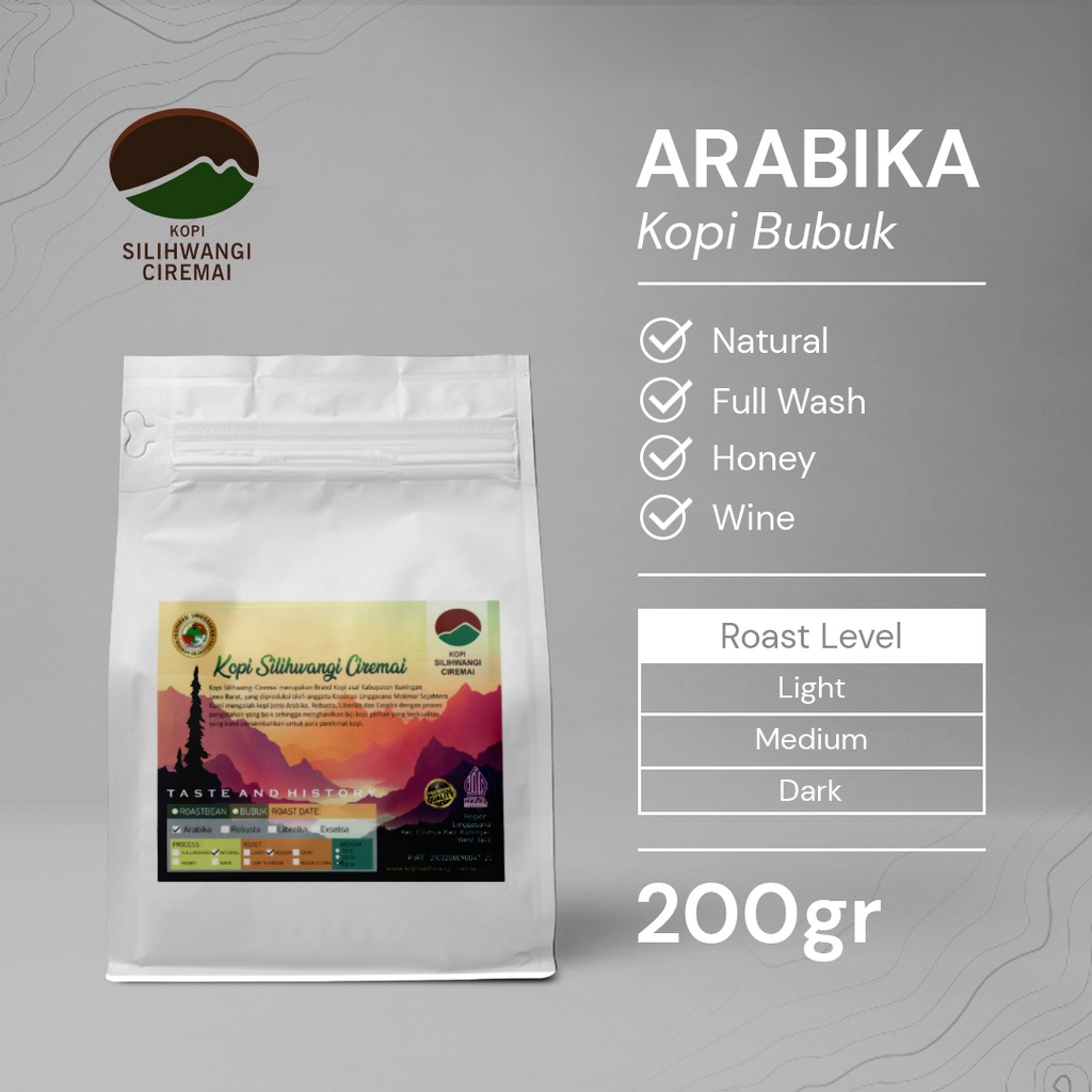 

Kopi Bubuk Halus Arabica 200 Gram Asli Kuningan Natural Premium