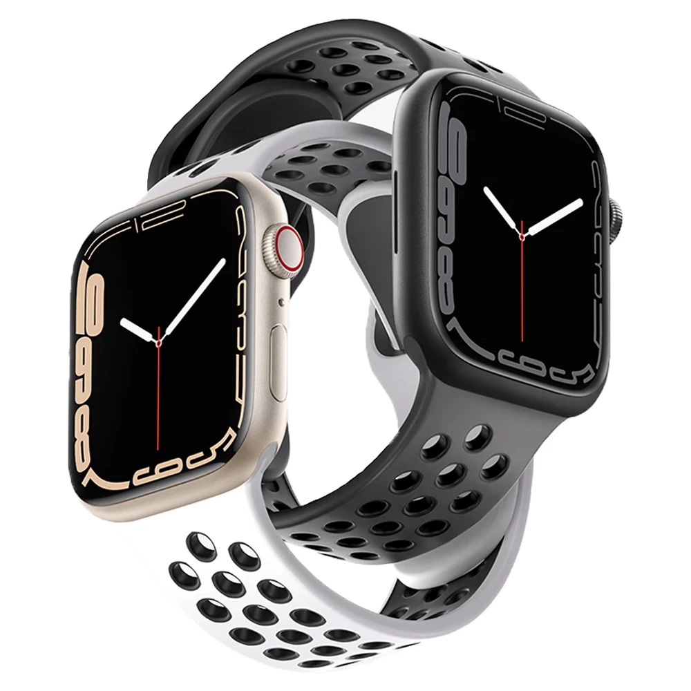 Strap untuk Apple Watch IWO HW 49 45 44 42 41 40 38mm Tali Jam Tangan DUAL SILICONE NIKE Strap Sport Band Premium iWatch series 1 2 3 4 5 6 7 8 9 ULTRA SE