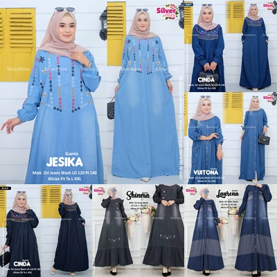 DRESS JEANS / 22.6 / MANIAH BURBEI ADIBA ANAYA ANNAILA CENDRIA HIMERA CINDA JESIKA VUITONA SHINMA LAURENA/ ALLSIZE FIT M-XL / SILVER