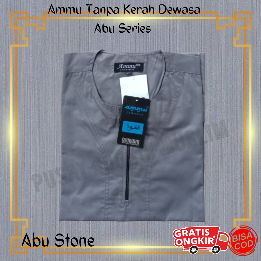 Baju Koko Ammu Dewasa Tanpa Kerah Abu Abu Series Termurah