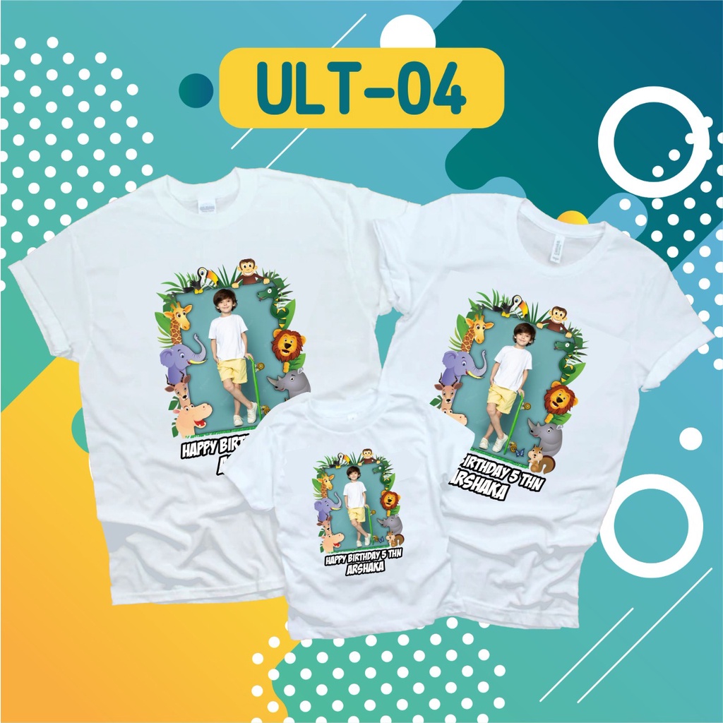 kaos anak dan dewasa couple ulang tahun Sablon foto nama sendiri / baju kaos anak-anak laki-laki per