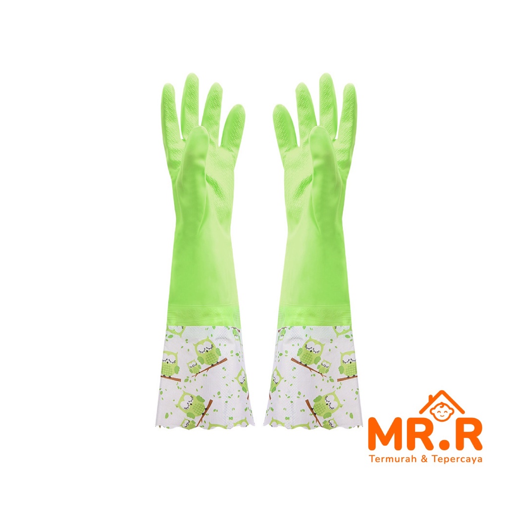 Sarung Tangan Karet Cuci Piring Baju Panjang Lateks Anti Air Tebal Rubber Gloves Latex Waterproof