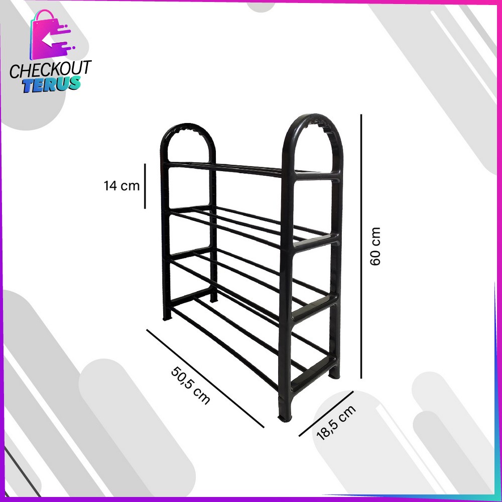 CT C807 Rak Sepatu Sandal 4 Tingkat Penyimpanan Multifungsi Shoe Rack Rak Susun Portable Plastik Tempat Sepatu Home Organizer
