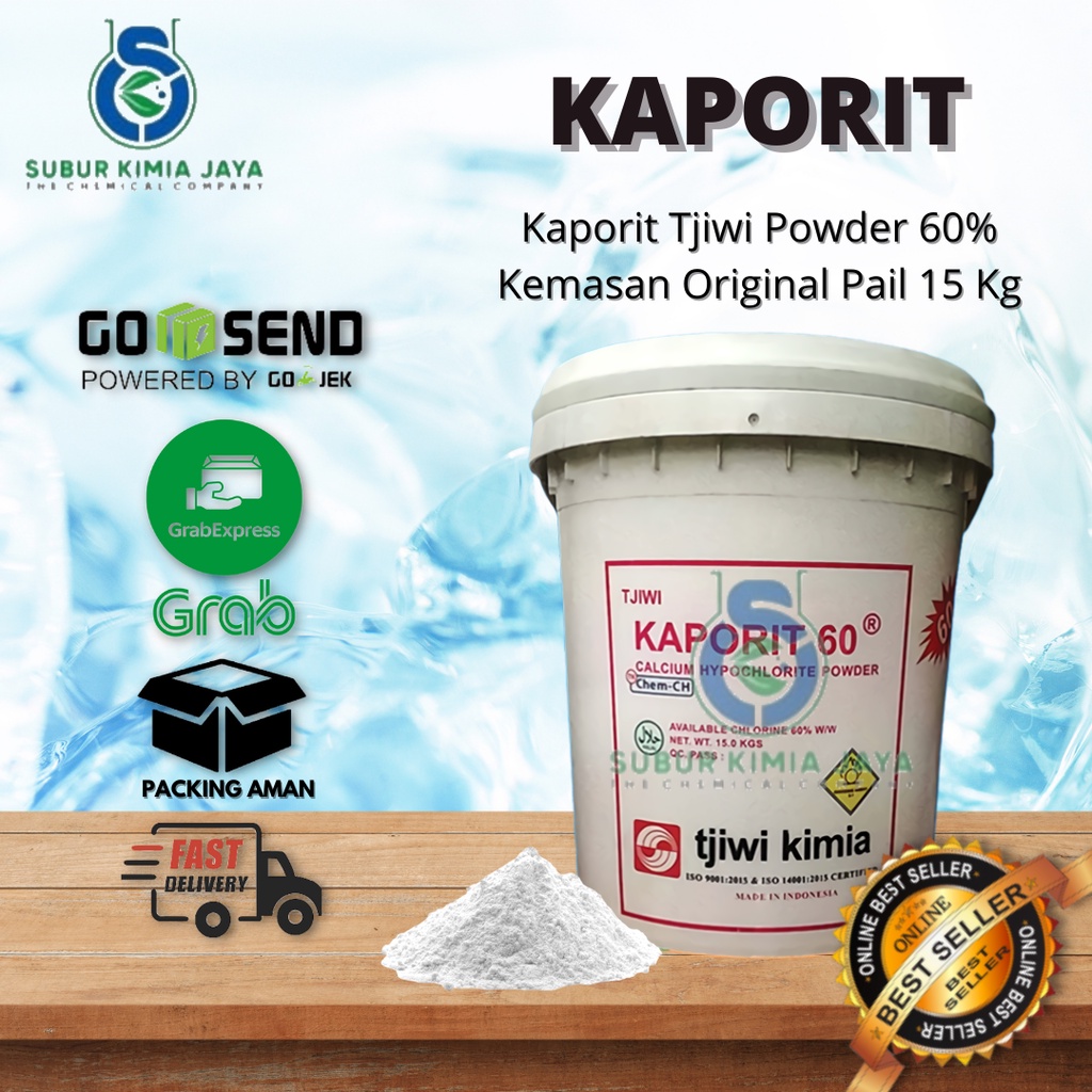 

Caporit Powder TJIWI 15kg / Kaporit Bubuk tjiwi / Calcium Hypochlorit - KAPORIT 65% Premium