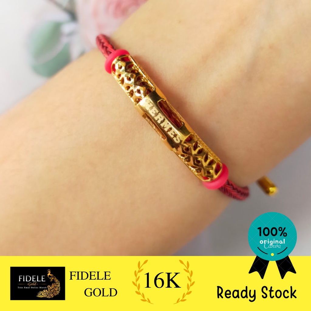 Gelang Charm Herme Fashion Pipa Bambu Emas Asli 700