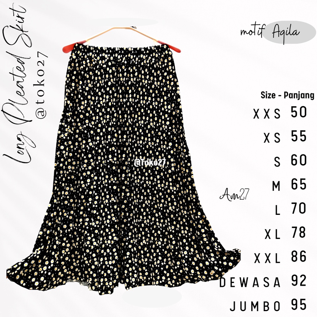 Long Pleated Skirt Kids Rok Plisket Anak 1-12 tahun - Panjang Motif Akila