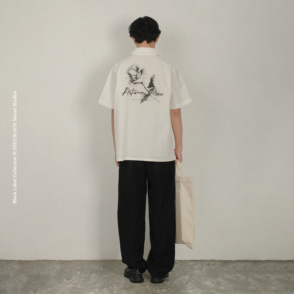 BLACK Sense Studios - Artisan Rose Open Collar Shirt (White)