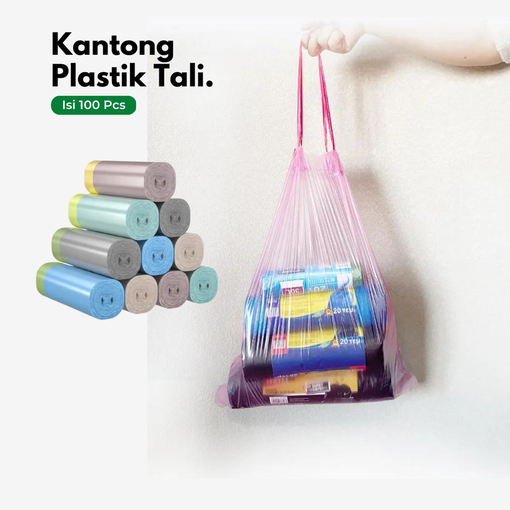 Kantong Plastik Sampah Premium dengan Tali Serut 2rolls/pack