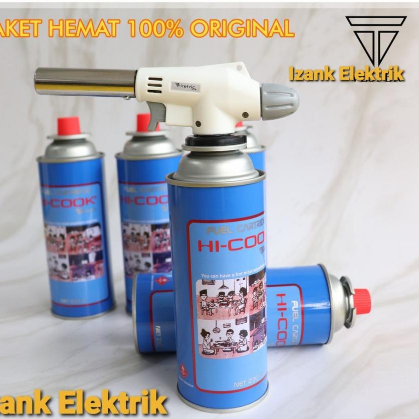 ۞ Gas Torch + Gas Hi Cook 230 gr Pematik Gas Kompor Api Blow Torch Flame Gas Torch + Gas Hi Cook 230