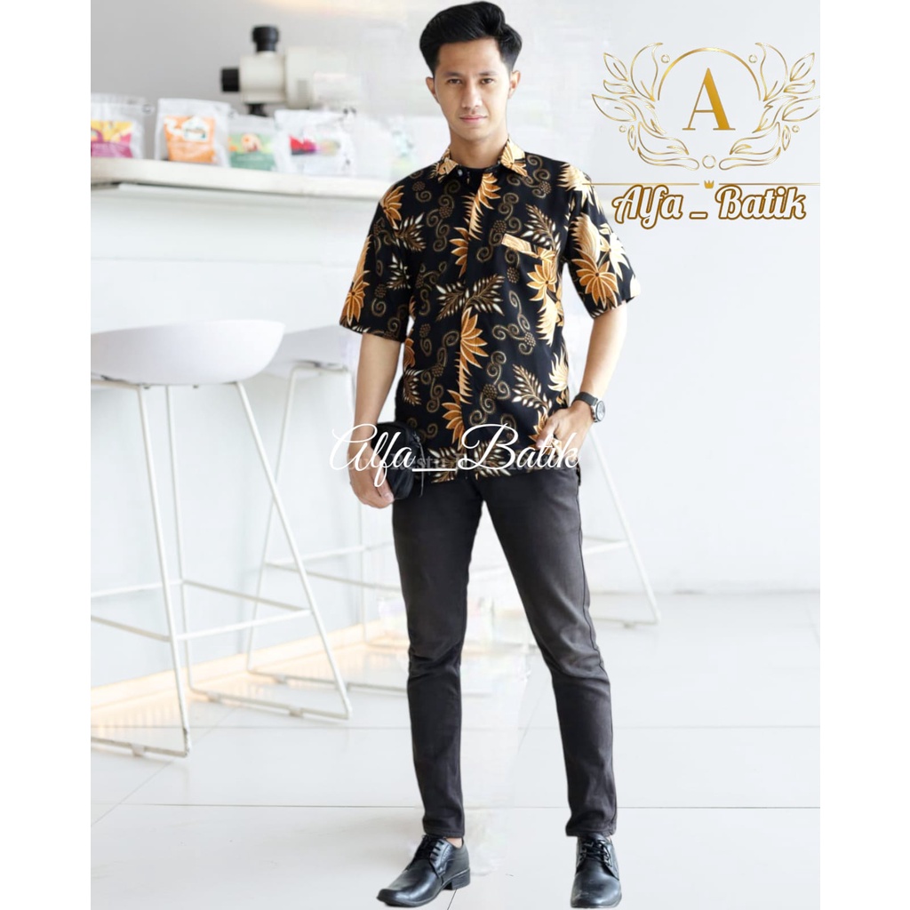 KEMEJA BATIK TERBARU Kemeja Batik Pria Seragaman Among Tamu / Kemeja Batik Nikahan Original /TERBARU KEMEJA BATIK PRIA LENGAN PANJANG MOTIF/ CUOPLE BATIK MOTIF KELAPA HITAM