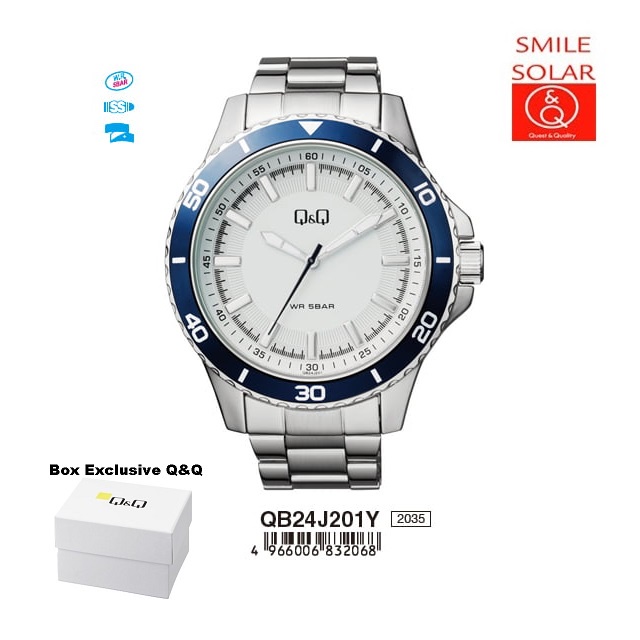 Jam Tangan Pria Casual Business Rantai Stainless Steel Analog Original Q&amp;Q QnQ QQ QB24 QB24J Series