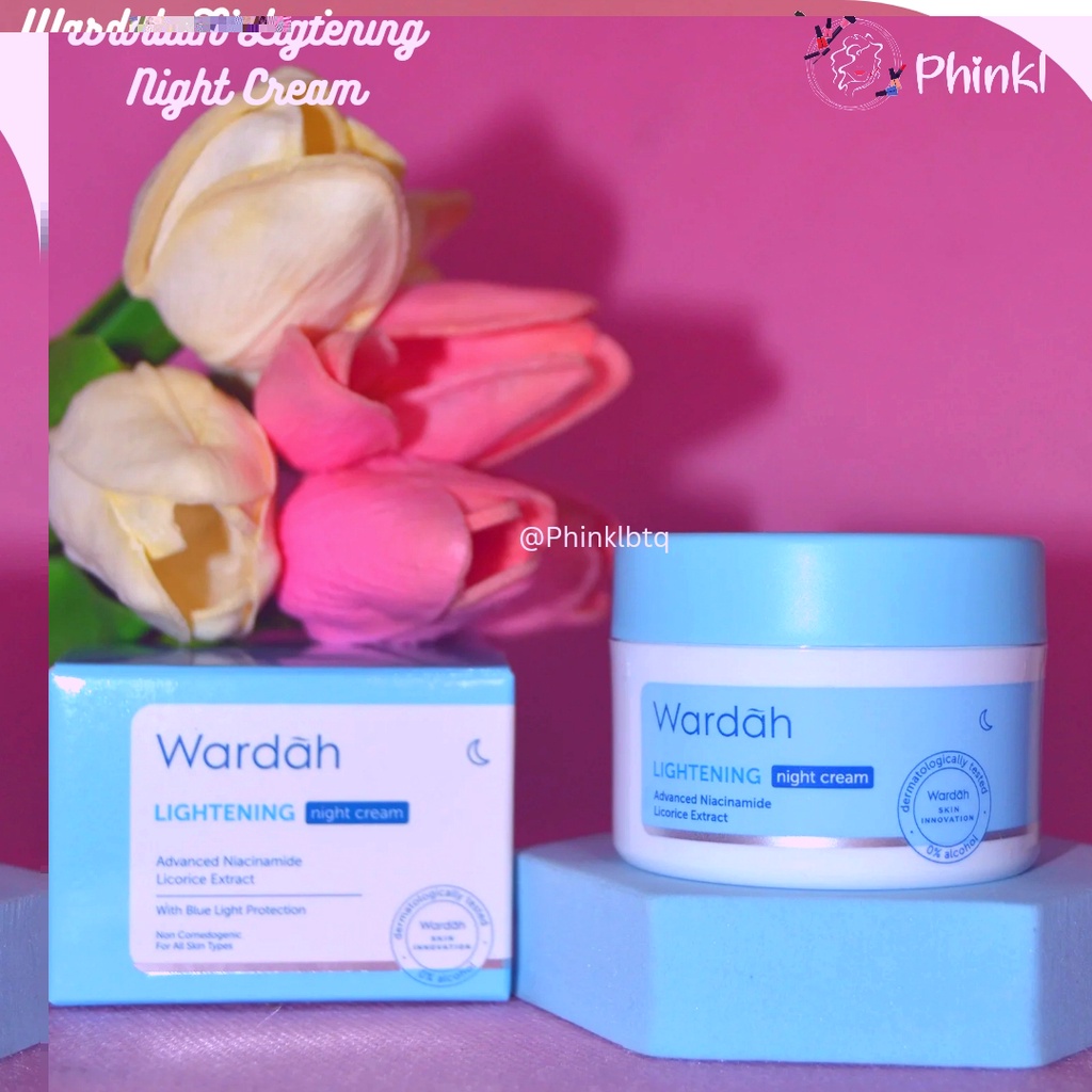 `ღ´ PHINKL `ღ´ ᘺᗩᖇᕲᗩᕼ Wardah night cream biru lightening moisturizer pelenbab wajah