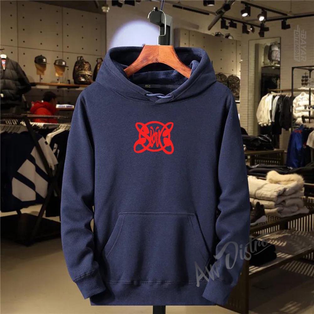 COD Hoodie Distro Slank Text Merah Premium Quality Sweater Tulisan Jaket Cewek/ Cowok Kata-Kata Hoodie Sablon