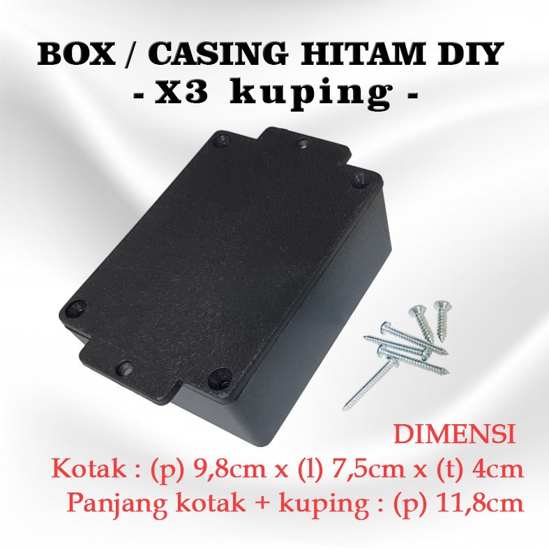 

Box Kotak Project Casing Plastik X3 Kuping for Komponen DIY 11,8 x 7,5 x 4 cm
