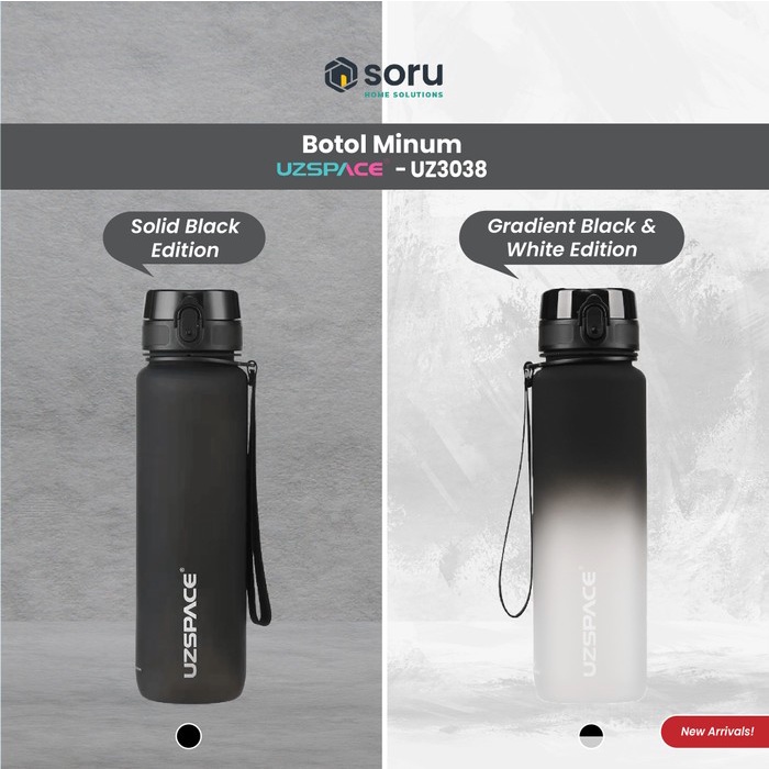 UZSPACE 3038 Botol Minum Olahraga Frosted Bottle 1000ML USA Tritan ORIGINAL