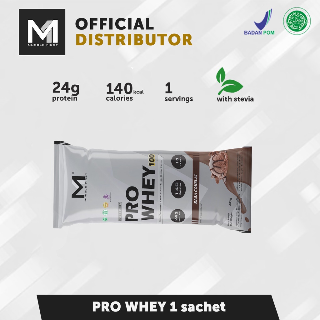 Muscle First M1 Pro Whey Protein 100 kemasan ecer 1 sachet 40 gr