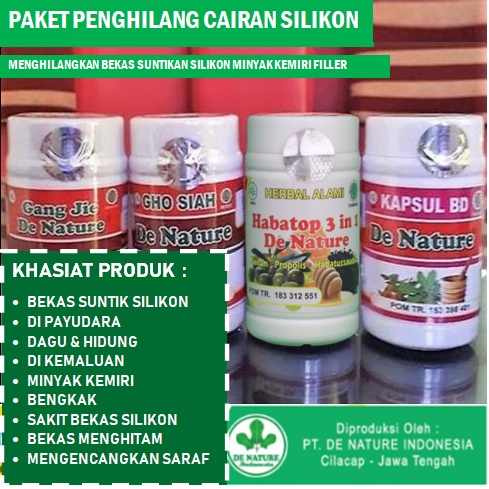 OBAT HERBAL PENGHILANG SUNTIK SILIKON MINYAK KEMIRI ASLI AMPUH DE NATURE BPOM