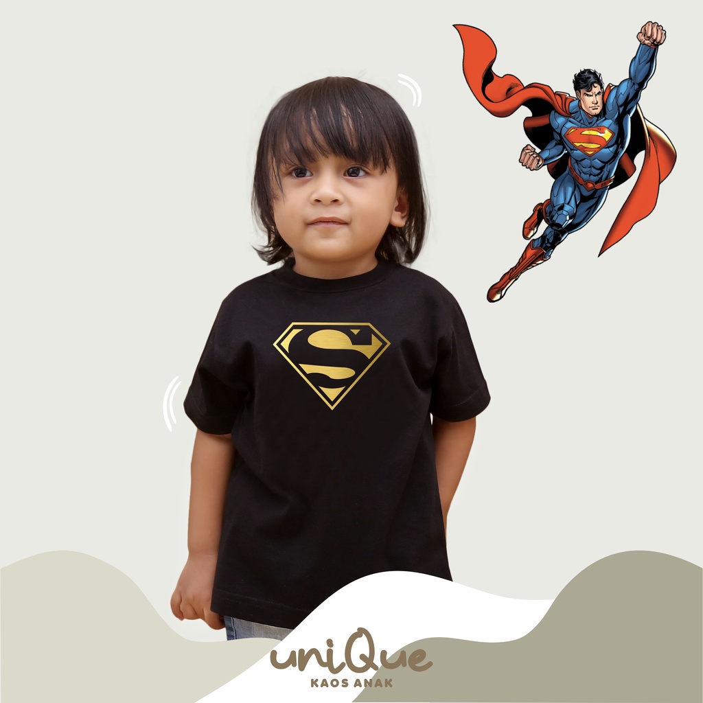 Kaos Super Hero Anak Superman Bahan Katun 30s | Baju Kaos Anak 1-12 Tahun