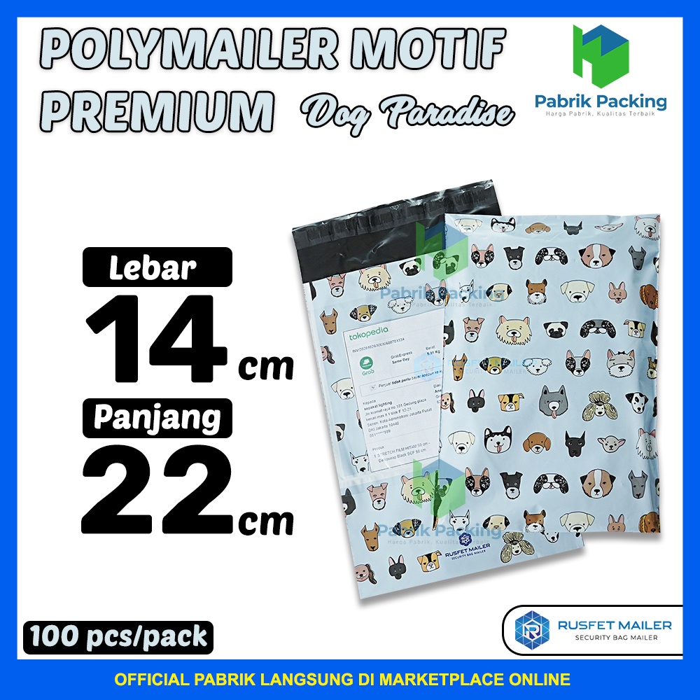 

Polymailer Amplop Packing Online Shop Rusfet / Dog Paradise 14x22 / Per Pack Murah