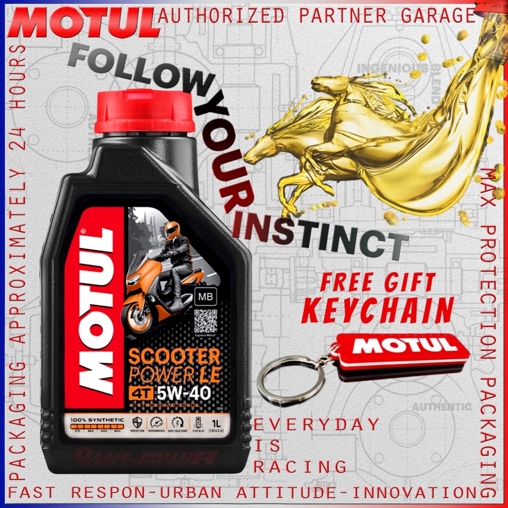 MOTUL SCOOTER POWER LE 1L 5W40 OLI MOTOR IMPORT ORIGINAL BONUS KANEBO MOTUL / KEYCHAIN GANTUNGAN KUNCI MOTUL