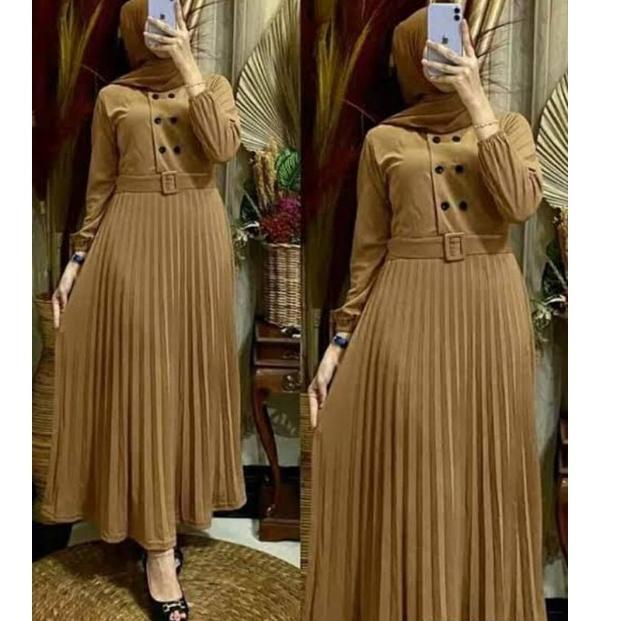 SALE PROMOGamis plisket premium kancing hidup sabuk lepas/gamis terbaru/gamis/gamis drees terbaru/dr