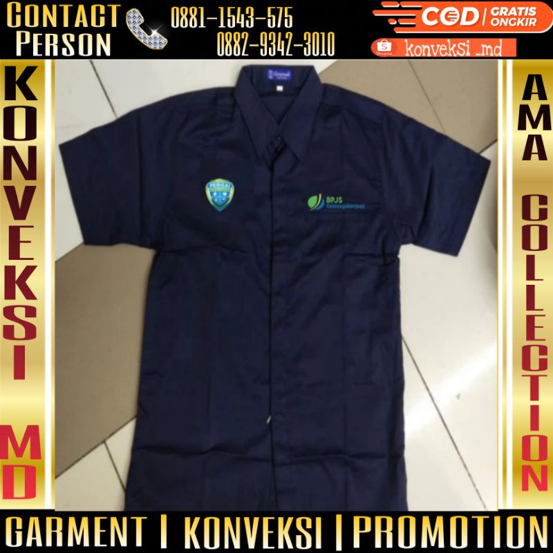 kemeja eksklusif BPJs ketenagakerjaan/seragam eksklusif BPJs ketenagakerjaan full bordir/seragam BPj