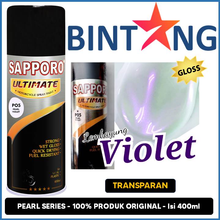 Pilox Sapporo Ultimate P05 Pearl Violet 400ml Lembayung Violet Ungu Mengkilap Mutiara Putih Transpar