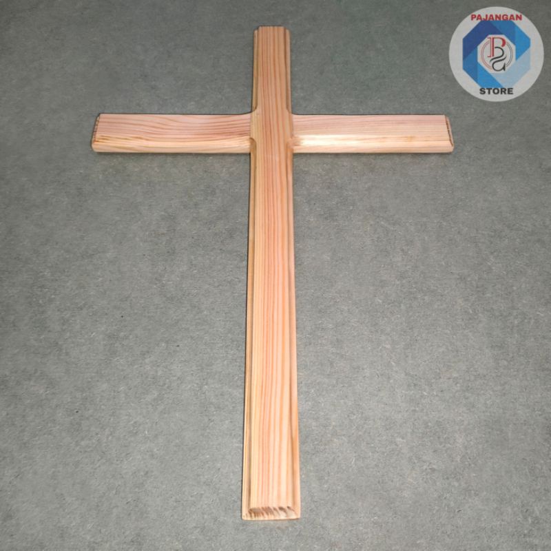 Salib Dinding Kayu Jati Ukir Natural Elegant - Pajangan Rohani Kristen