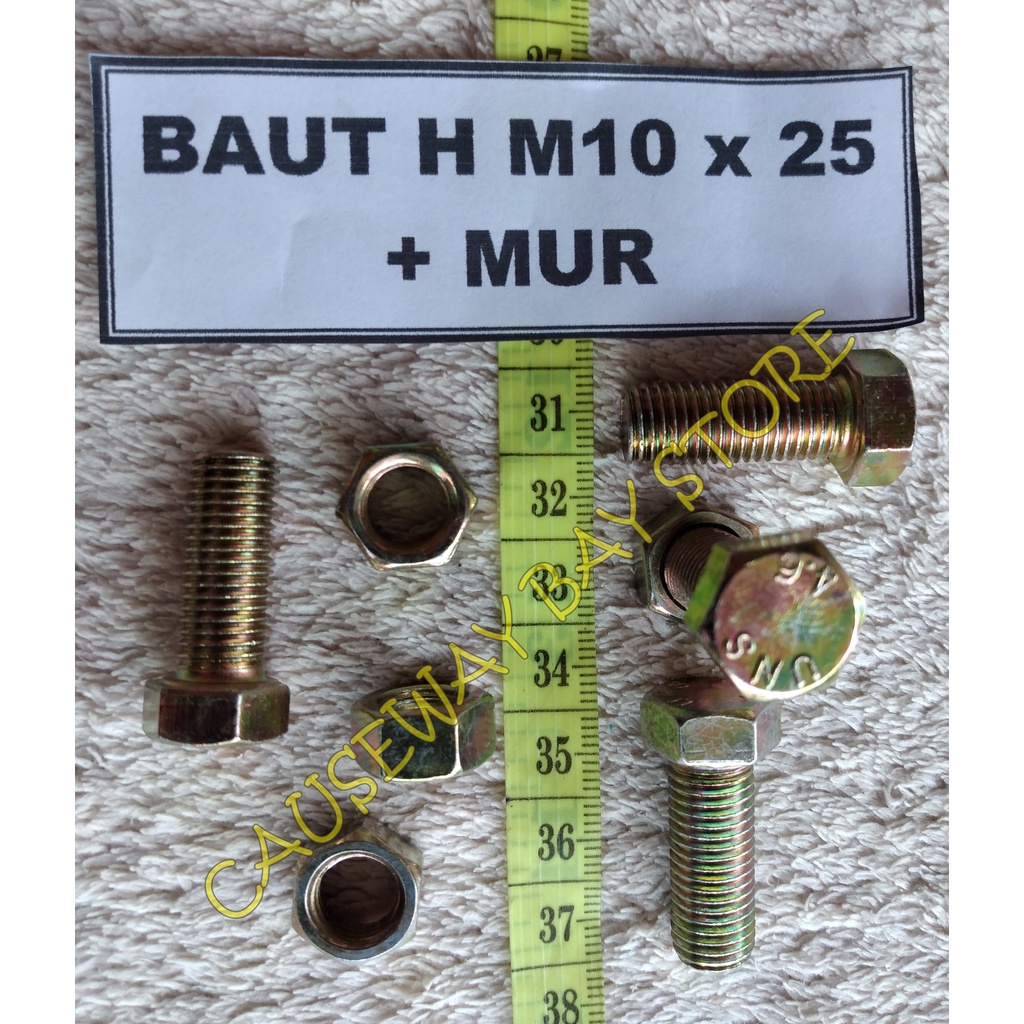 BAUT H M10 x 25 + MUR (1 SET)